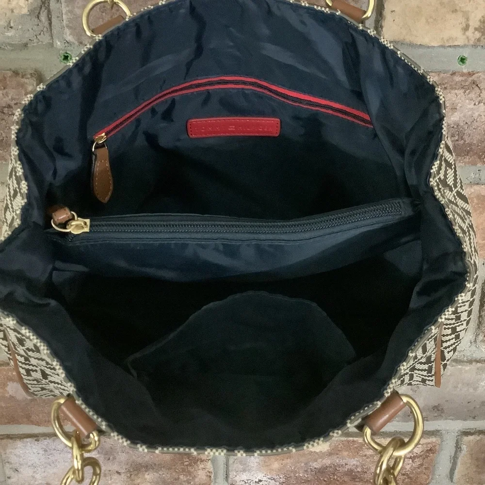 TOMMY HILFIGER Monogram Tan Logo Satchel/Bag